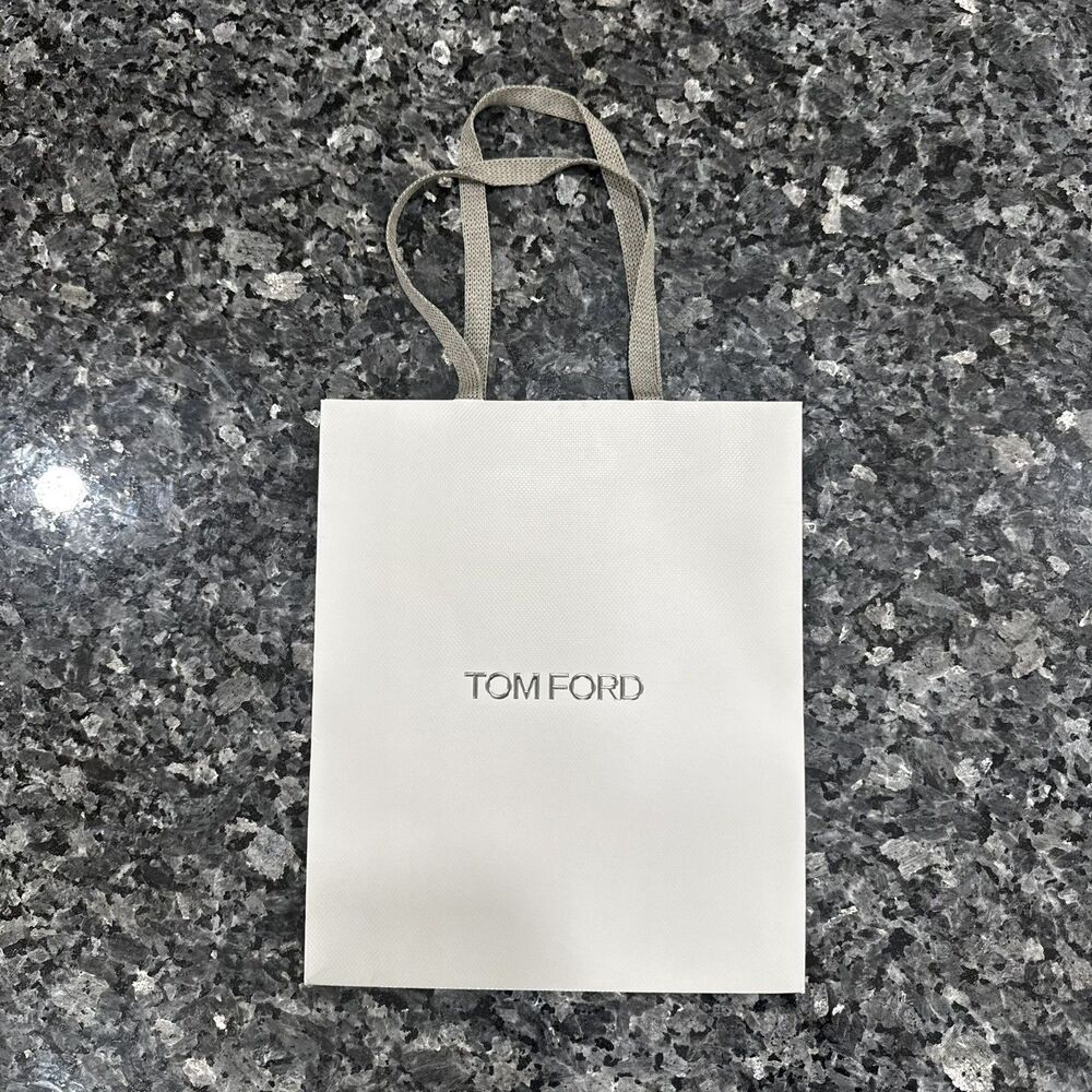 Tom Ford Gray Paper Shopping Tote Handles Small Gift Empty Bag 10 x 9